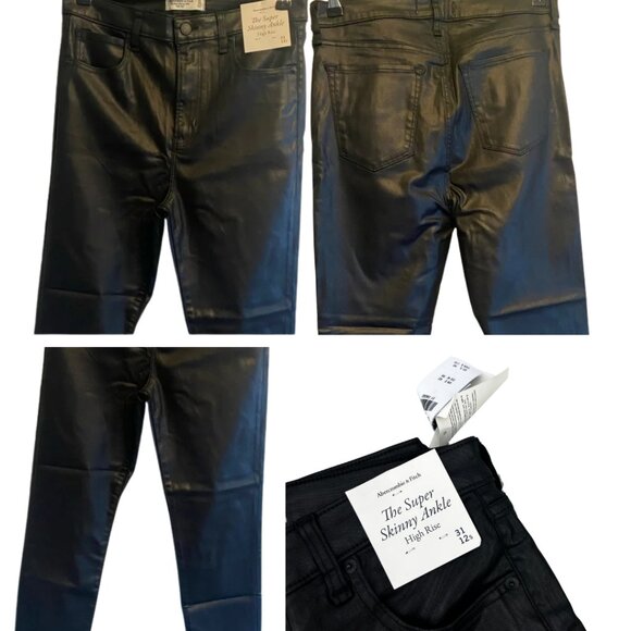 40. Abercrombie & Fitch “The Super Skinny” Shiny Ankle Jeans Brand New with Tags - Picture 4 of 4